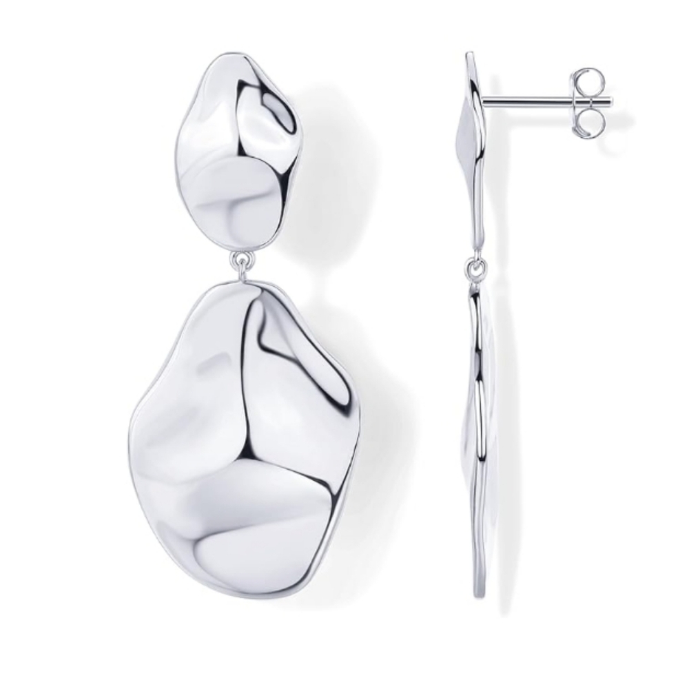 14K Gold Plated Teardrop Statement Dangle Lightweight Earrings In White Gold